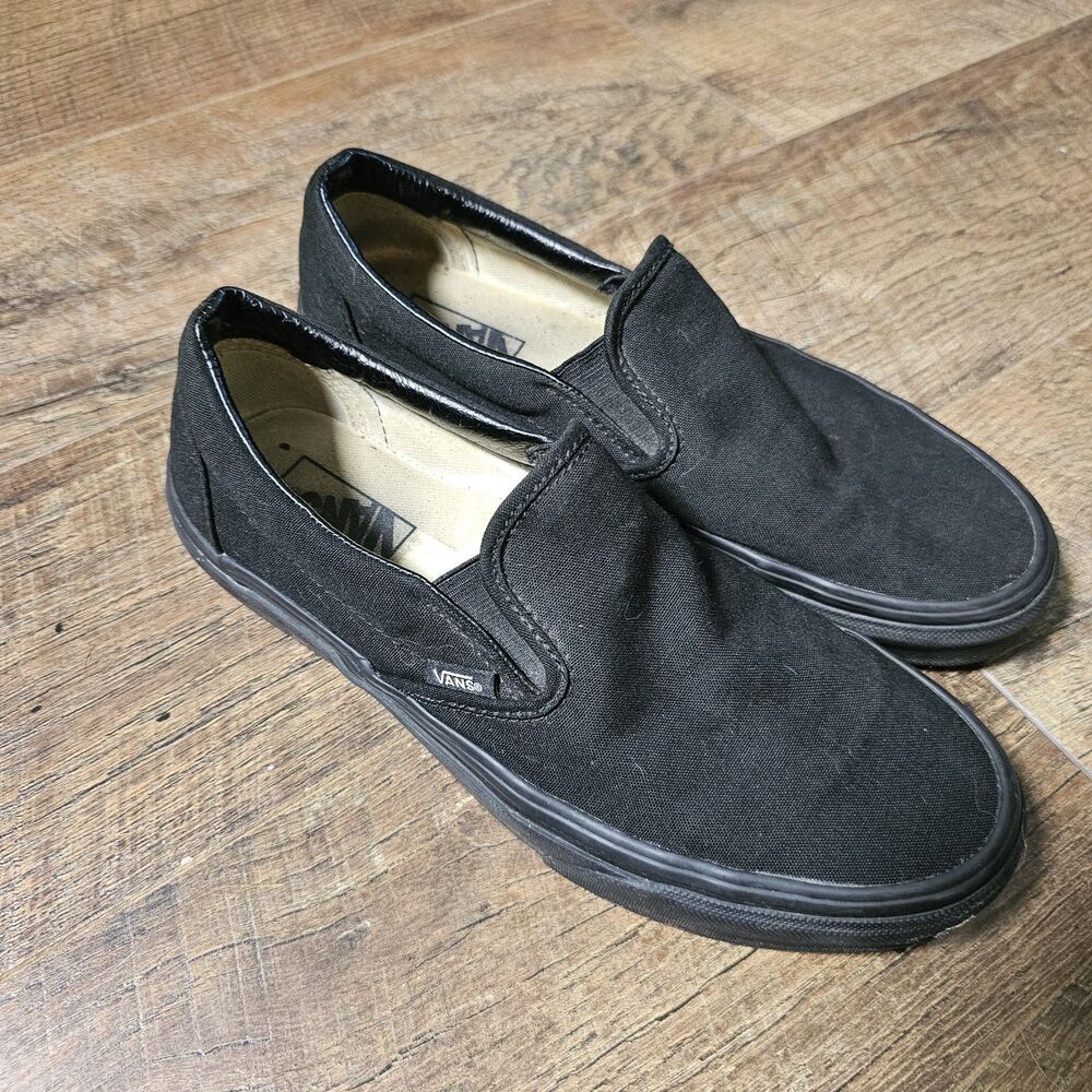 Vans Classic Slip-On Black Canvas Shoes Men's Size 8 Women's 9.5 Sneakers